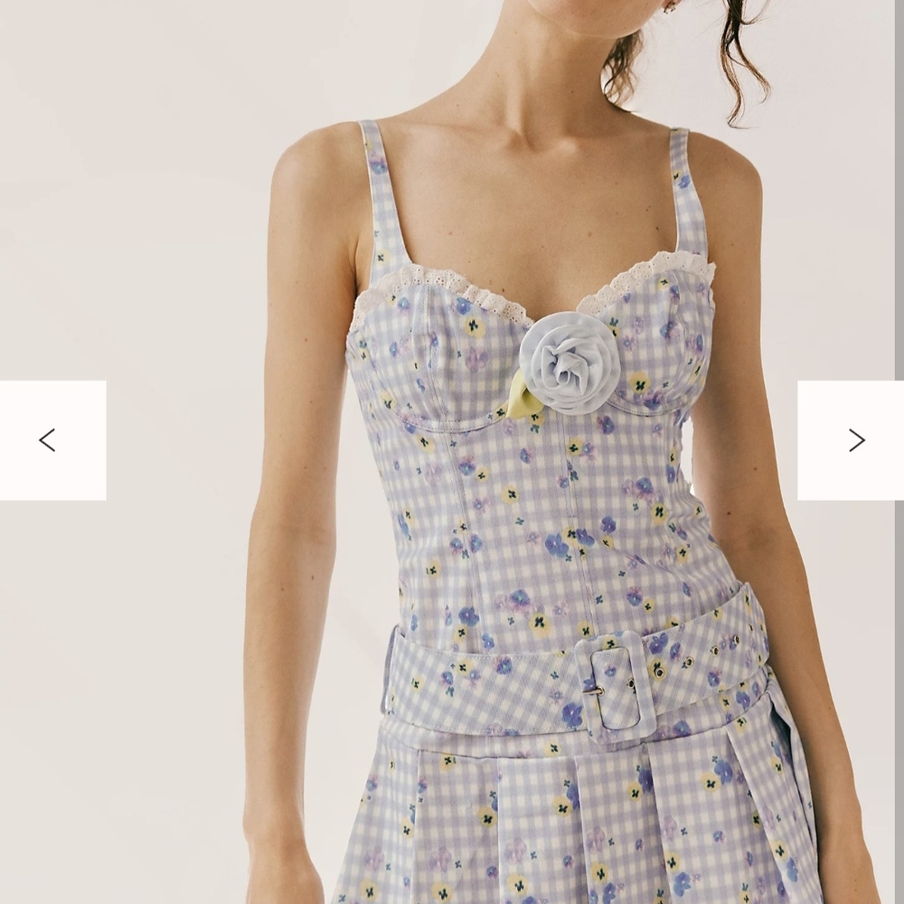Floral Gingham Corset Top